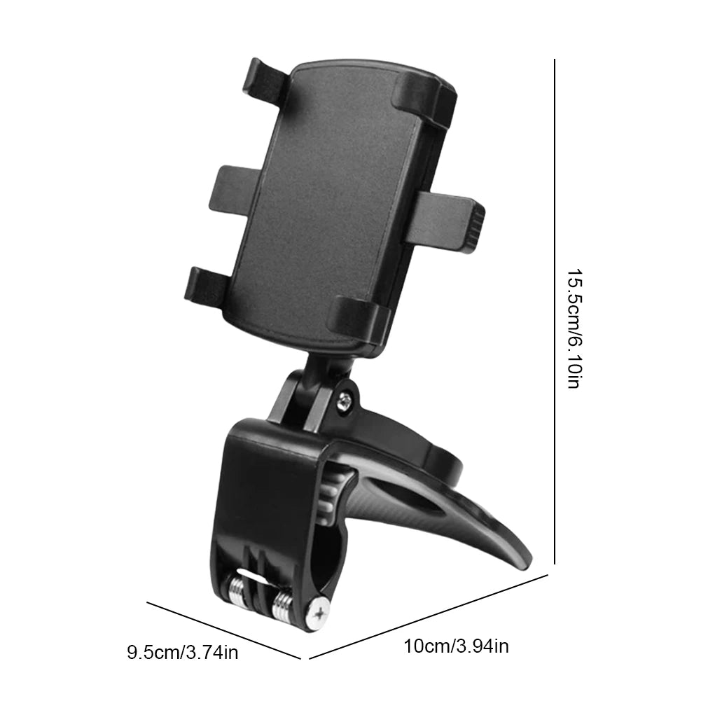 Car Dashboard Support 360 Degree Rotating Car Mobile Phone Mount Foldable Dashboard Adjustable Spring Clip Cell Phone Holder