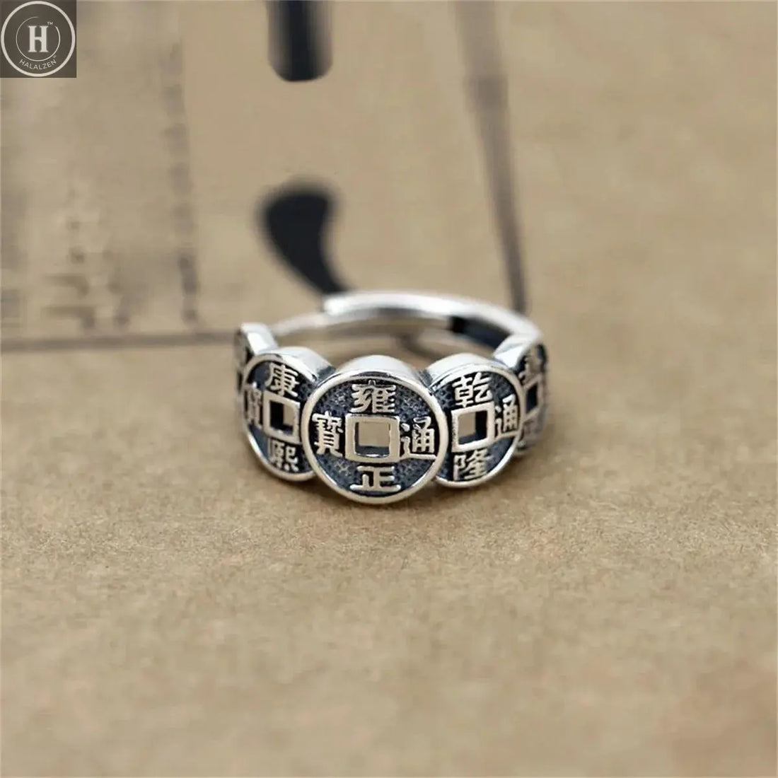 Chinese Style Vintage Copper Coin Opening Ring For Men Women Unisex Feng Shui Pixiu Rings Amulet Wealth Lucky Jewelry Best Gift HALALZEN