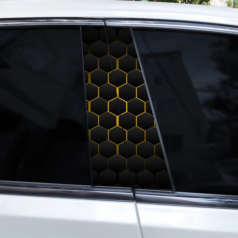 2pcs Polygonal Honeycomb Car Stickers Car Door Pillar Stickers Anti-Scratch Vinyl Stickers Car Center B Pillar DIY Stickers