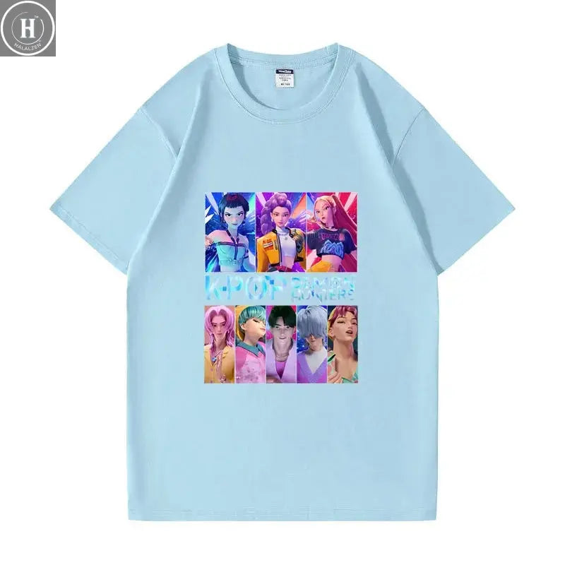 Kpop Demon Hunters HUNTRIX Saja Boys T Shirts Girls O-Neck Casual Women Summer Shirts Cotton T-shirt High Quality Clothing Tops HALALZEN