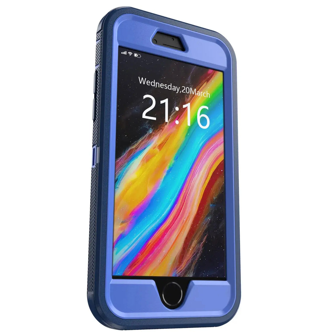 Blue Phone Case For iPhone SE 3rd (2022) For iPhone SE 2nd (2020) Heavy Duty Shockproof Rugged 3-Layers Hard Cover Halalzen UK