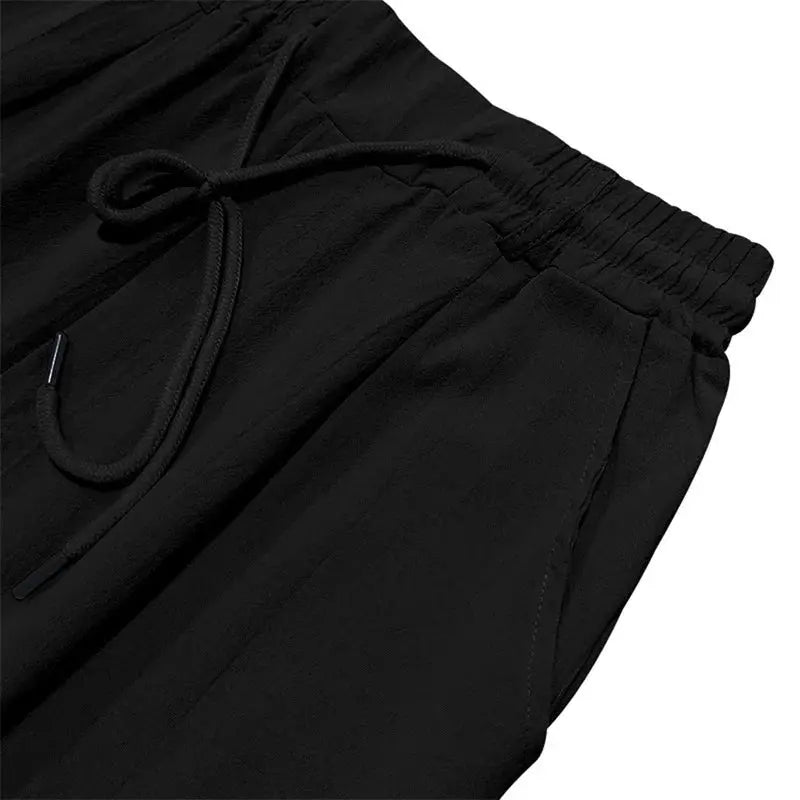 Men s Lightweight Drawstring Linen Pants with Pockets Comfortable Straight Leg Casual Trousers for Summer Beach Wear Halalzen UK