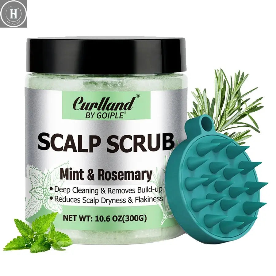 Scalp Scrub Mint & Rosemary Deep Clean Removes Build-up Moisturize Cool Soothe Hair Scalp or Exfoliating Scrub Silicone Massager HALALZEN