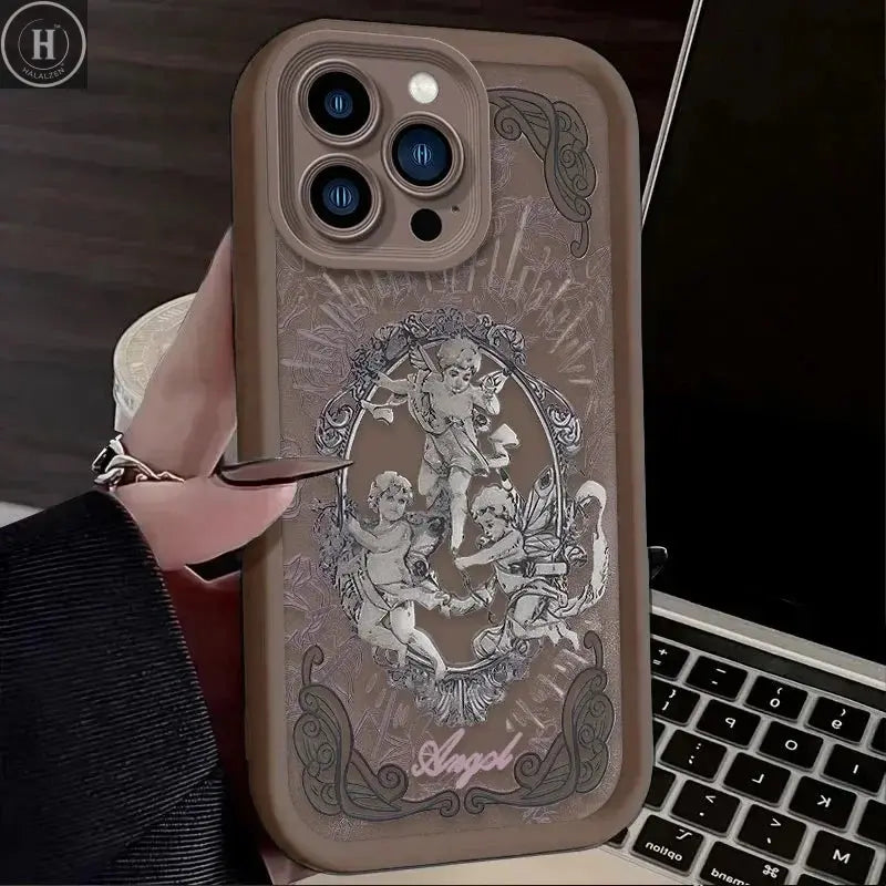 Retro Punk Cupid Angel Case For iPhone 17 16 15 14 13 12 11 Pro Max Plus Soft Silicone Cover Halalzen UK