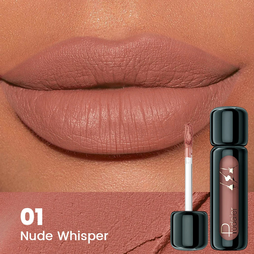 1pc Matte Velvet Lip Gloss, Highly Saturated Liquid Lip Mud, Non-Stick Long Lasting, All Skin Tones Compatible, 5 Shades Mixed P