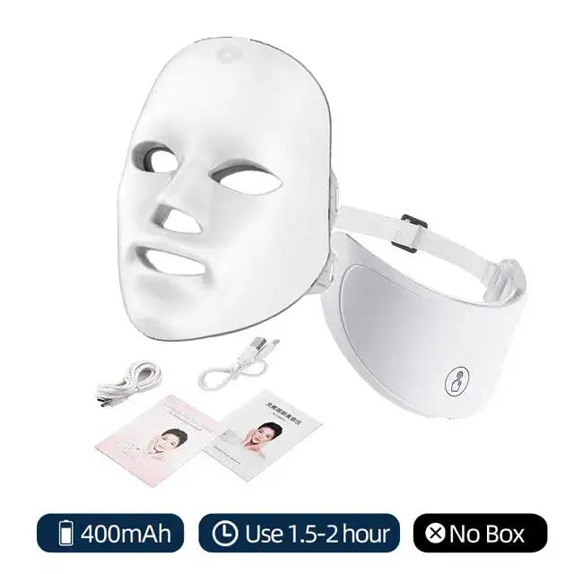 7-Color LED Facial &amp; Neck Light Therapy Mask
