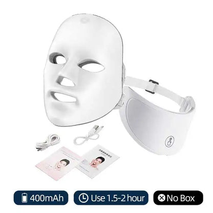 7-Color LED Facial &amp; Neck Light Therapy Mask