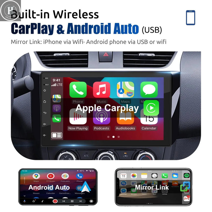 ESSGOO 7"/9"/10“ 2 DIN Android 14 4+64G Car Stereo Carplay Android Auto GPS Navi Bluetooth FM RDS Radio WIFI Touchscreen ChatGPT HALALZEN