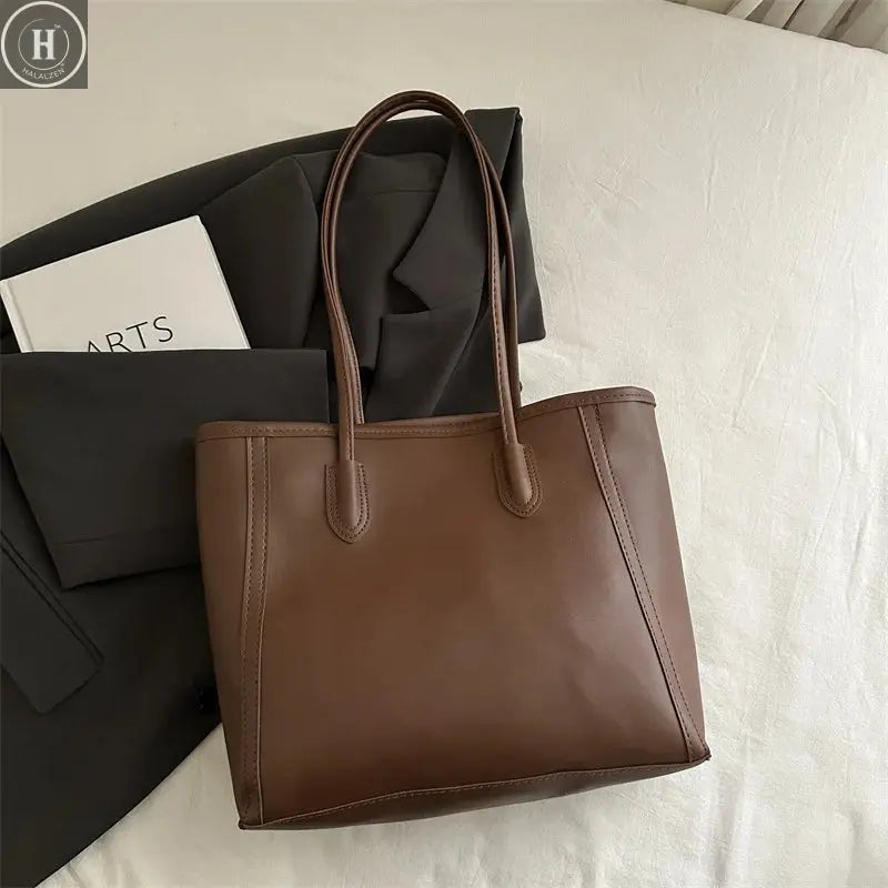 Korean Soft Tote Bag Faionable Commuter Women's Handbag 2025 New Trendy Versatile Oulder Bag High Quali PU Leather HALALZEN