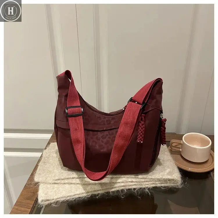 Leopard Print Crossbody Bag Women Fashion Large Capacity Hobo Shoulder Bag Casual Multi Pocket Commuter Tote Bag HALALZEN