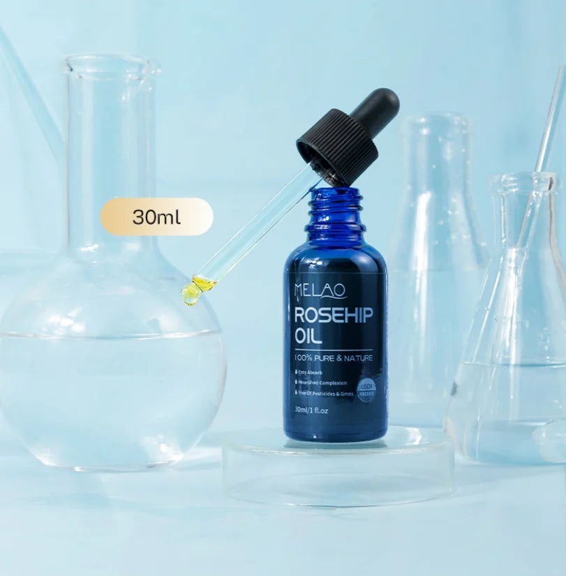 Organic Rosehip Oil Antioxidant Improve Fine Lines Wrinkles Firming Lifting Repair Moisturizer Nourish Smooth Hair Skin Care Oil HALALZEN