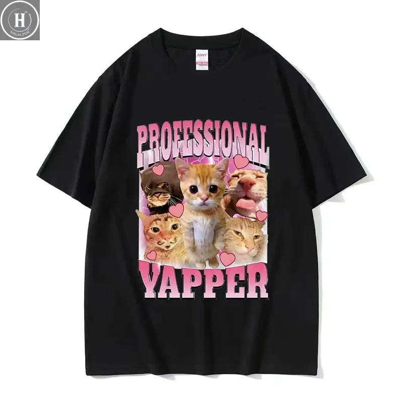 Professional Pussy Eater Funny Cat Lover Tee Shirt Men's Casual Fashion Clothing T-shirt Unisex 100% Cotton Oversized T Shirts HALALZEN