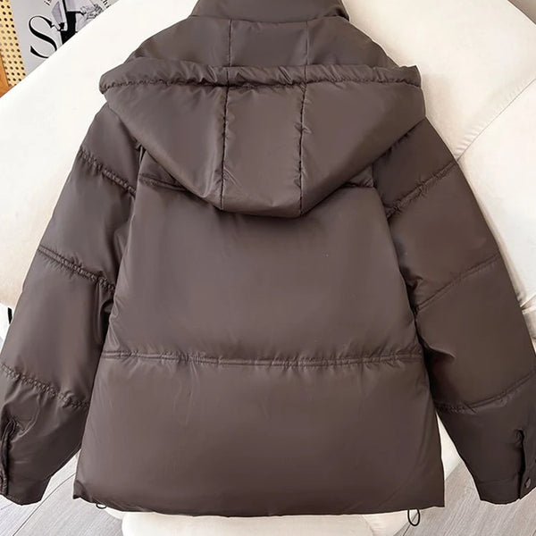 Winter Waterproof Parka PU large size Loose Detachable Hooded Leather Jacket for Women thick Warm Windbreaker Outerwear