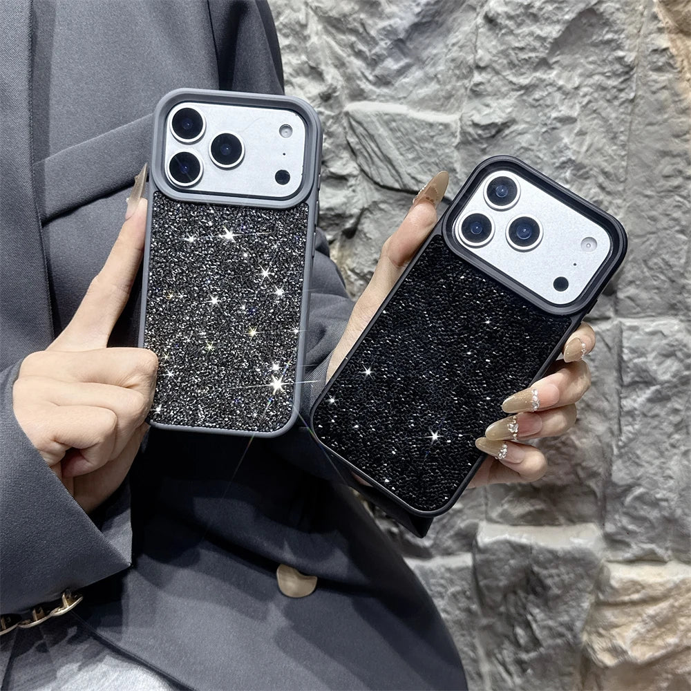 Luxury Glitter Diamond Phone Case For iPhone 17 16 15 14 13 12 11 Pro Max Plus Shiny Rhinestone Shockproof Anti-fall Back Cover
