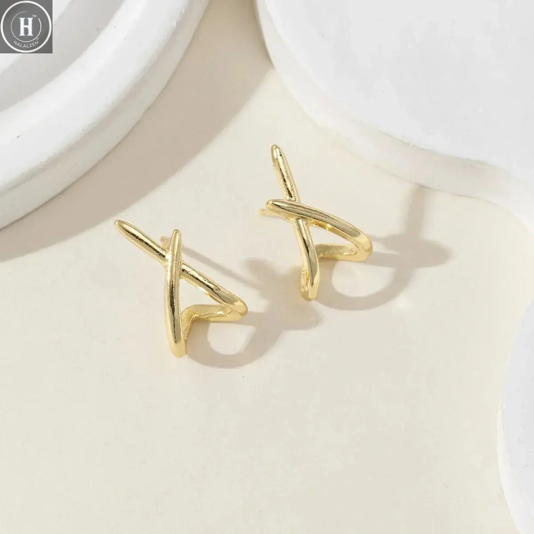 LATS Trendy Gold Color Cross Stud Earrings for Women Dainty Simple Minimalist Earring Fashion Jewelry Party Gifts Wholesale HALALZEN