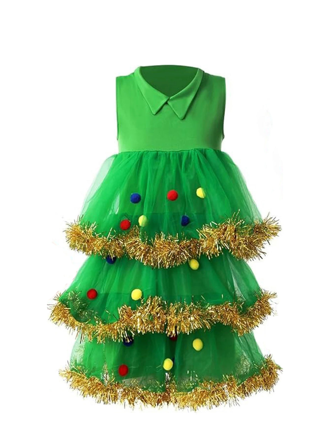 Women s Festive Christmas Tree Costume Set with Sparkling Tinsel Trim Tree Hat Dress Stockings and Matching Bag - 4 Piece