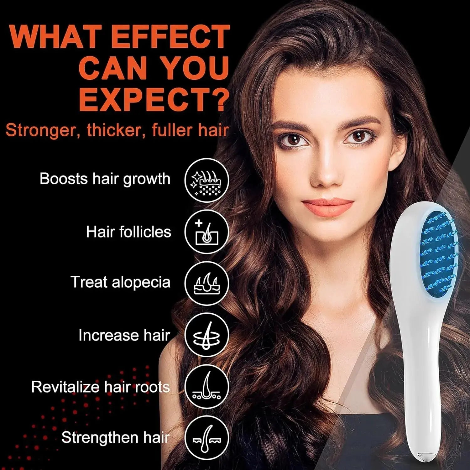 Electric Laser Hair Growth Comb Anti Hair Loss Therapy Comb Infrared 650nm 470nm LED Red Light Vibration Massage Hair Care Brush HALALZEN