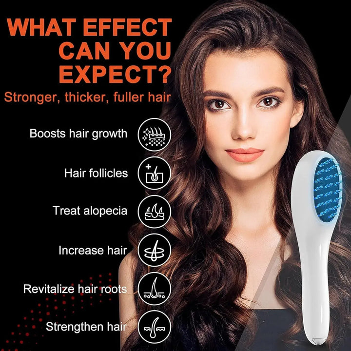 Electric Laser Hair Growth Comb Anti Hair Loss Therapy Comb Infrared 650nm 470nm LED Red Light Vibration Massage Hair Care Brush HALALZEN
