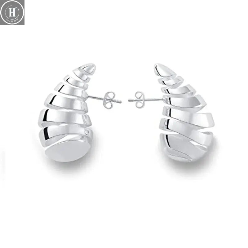 Vintage Chunky Dome Drop Earrings For Women Gold Plated Stainless Steel Thick Teardrop Earring Statement Wedding Jewelry Gifts HALALZEN