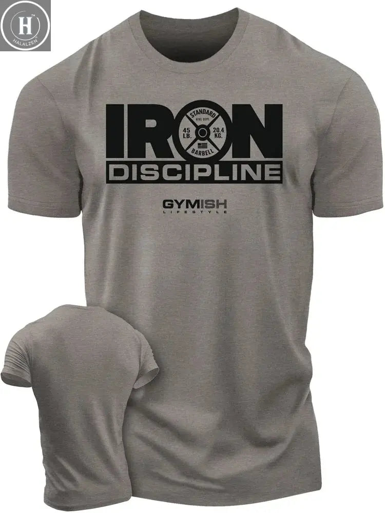 Men's T-shirt Street Sports Gym Steel Discipline Letter Print T-shirt Everyday Casual Short Sleeve T-shirt Men's Green T-shirt HALALZEN