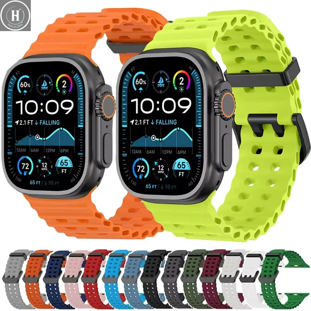 Ocean Strap For Apple Watch Band Ultra 3/2 49mm Series 11 10 46mm Sports Bracelet Wristband iWatch 9 8 7 6 5 SE 45mm 44mm Correa HALALZEN