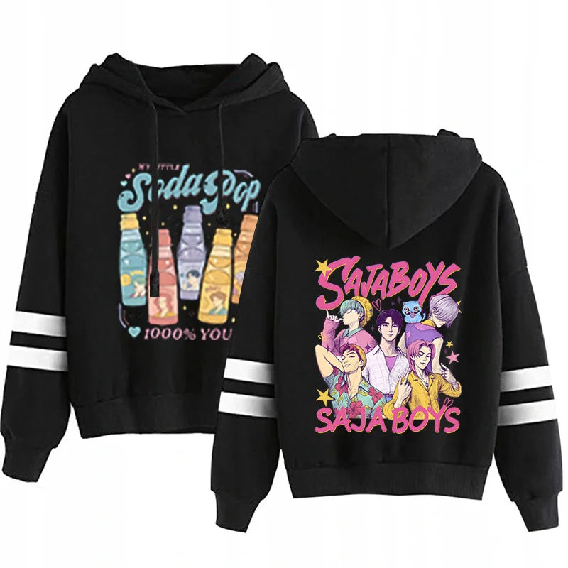 Kpop Demon Hunters Fashion Hoodie Long Sleeve Double Bar Trendy Streetwear