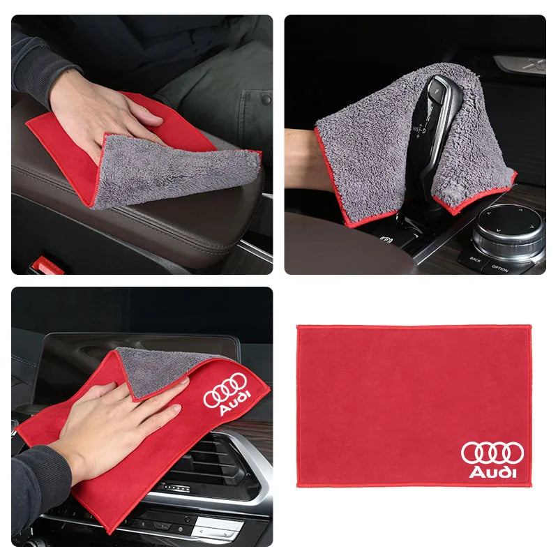 Microfiber Towel Car Cleaning Care Accessories For Audi Sline A1 A3 A4 A5 A6 A7 A8 B8 B9 B6 C6 Q2 Q3 Q5 Q7 Q8 TT S3 S4 S7 S8 RS5