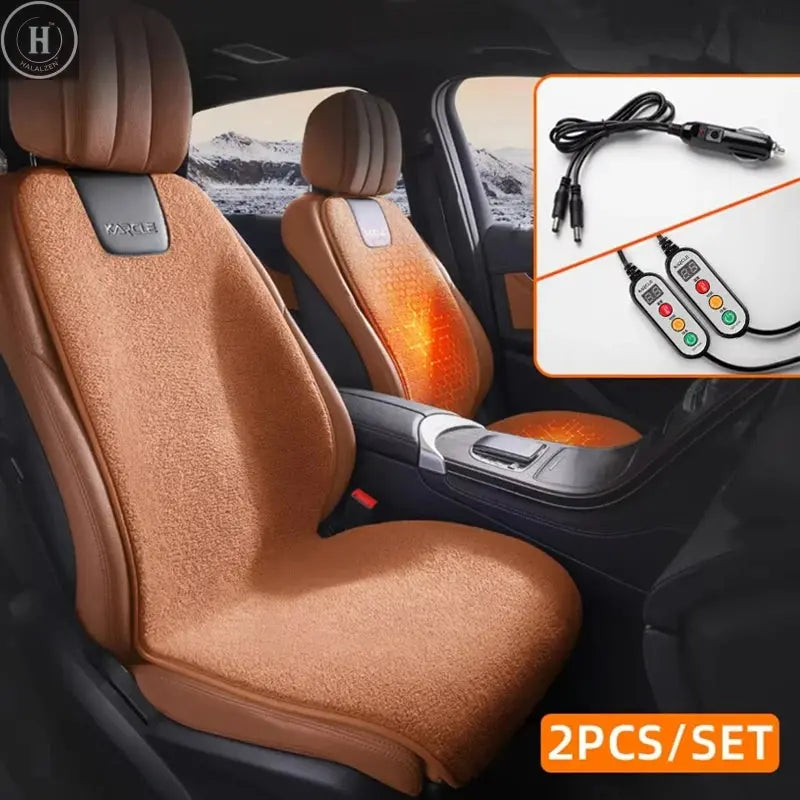 Heated Car Seat Cover Fleece Graphene Fast Car Seat Heater 12/24V Warm Plush Seat Protector Car Heating Mat Winter Seat Cushion HALALZEN