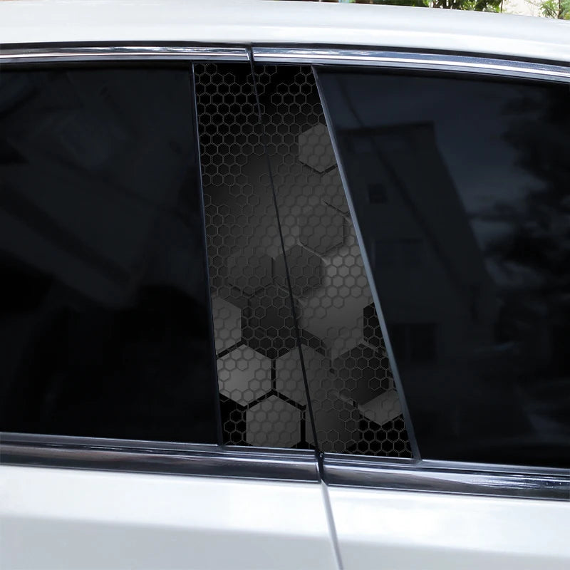 2pcs Polygonal Honeycomb Car Stickers Car Door Pillar Stickers Anti-Scratch Vinyl Stickers Car Center B Pillar DIY Stickers
