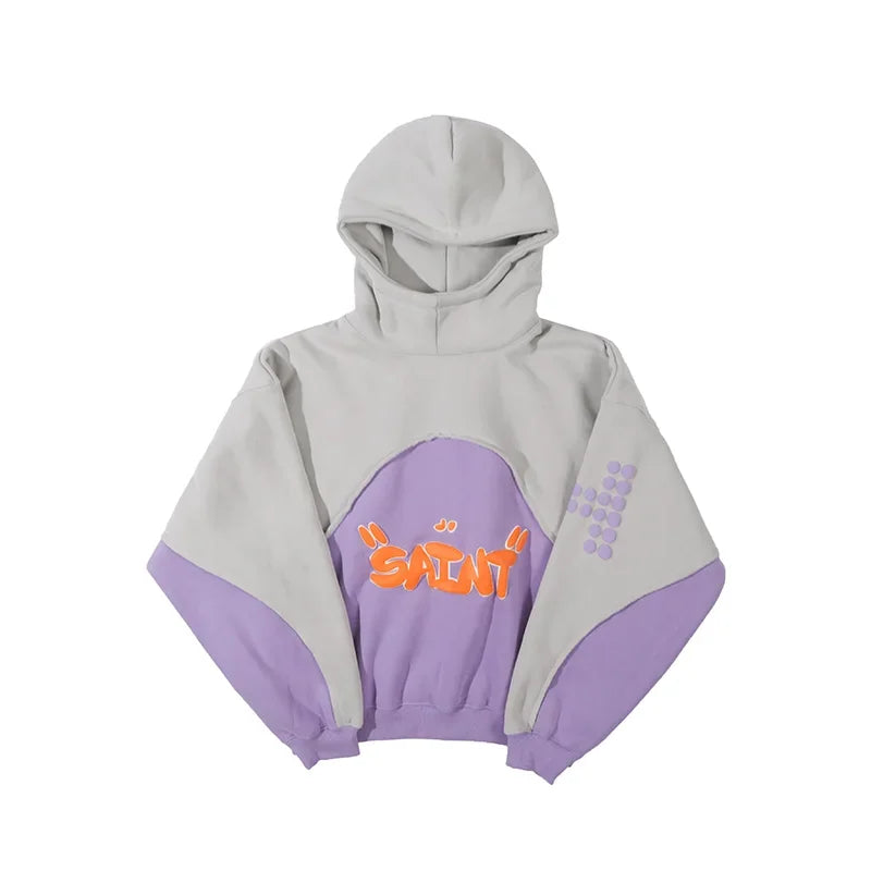 Foam Logo SAINT Oversize Plush Hoodies Men Woman Hooded Pullovers Sweatshirts Best Quality Autumn Winter Splice Streetwear
