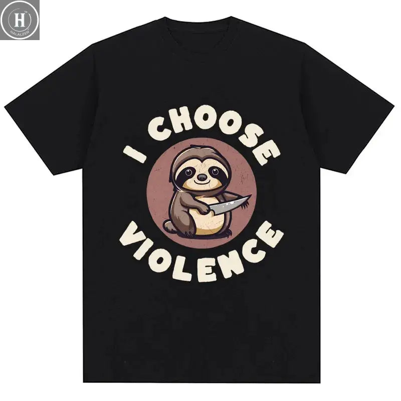 I Choose Violence T Shirt Funny Duck Humor Slogan Short Sleeve T-shirts Men Women 100% Cotton Loose Oversized T-shirt Streetwear HALALZEN