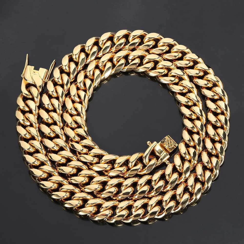 6mm-22mm wide 316L Stainless Steel Cuban Miami Chains Necklaces Big Heavy Round Link Chain for Men Hip Hop Rock jewelry