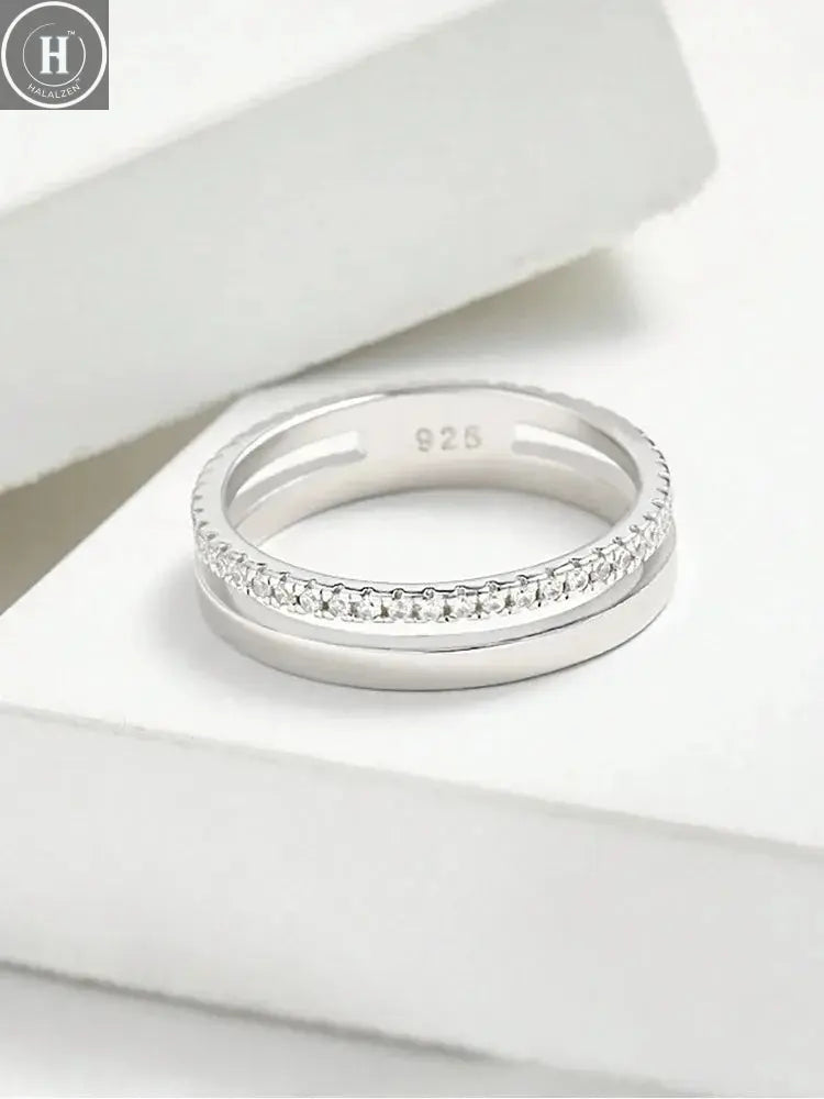 925 Sterling Silver Gorgeous Sparkling Classic Zircon Ring For Women Engagement Wedding Luxury Fashion High Quality Fine Jewelry HALALZEN