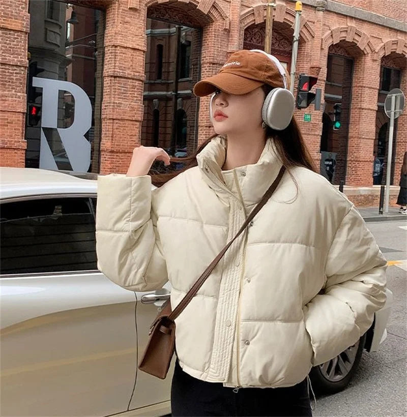 Korean Women's Padded Jacket Winter Parkas 2024 New Cropped Down Cotton Oversize Jacket Puffer Snow Coats Loose Waterproof Outwe