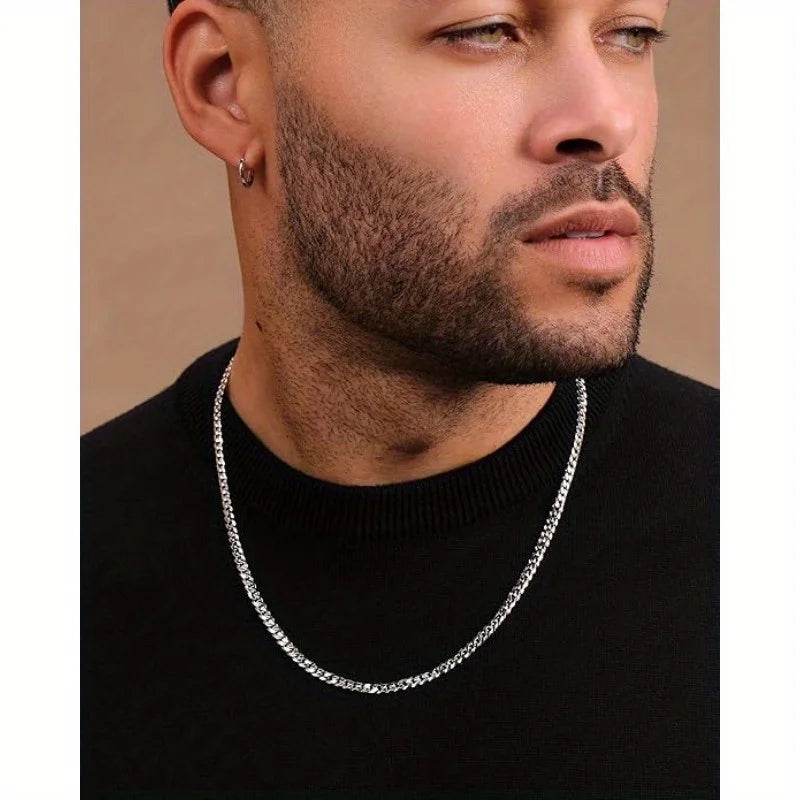 3mm Minimalist Stainless Steel Side Chain Necklace, Suitable For Both Men And Women