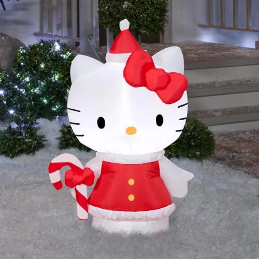 Christmas Inflatable Hello Kitty in Holiday Dress 3.5 ft Tall Multi