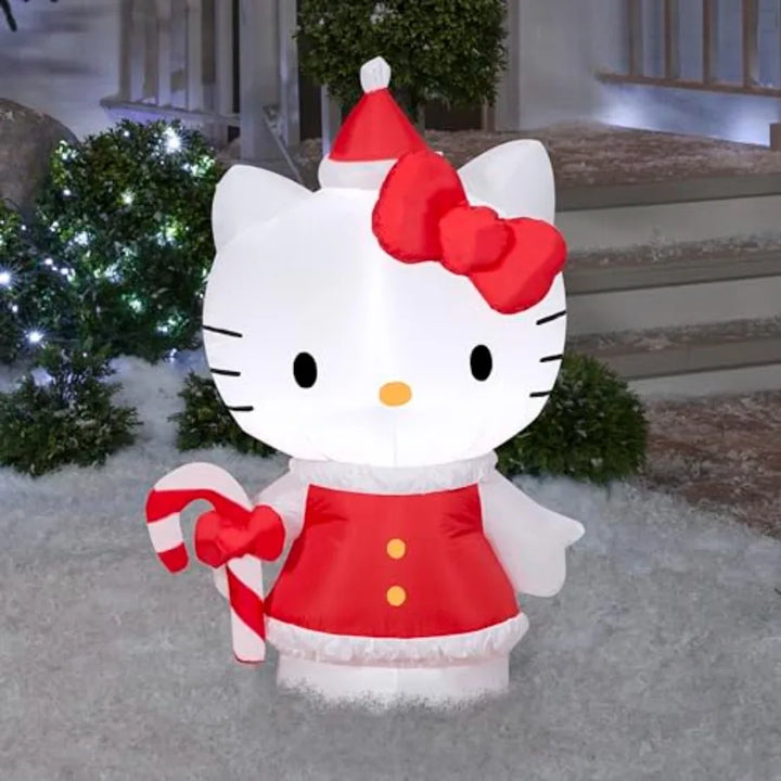 Christmas Inflatable Hello Kitty in Holiday Dress 3.5 ft Tall Multi