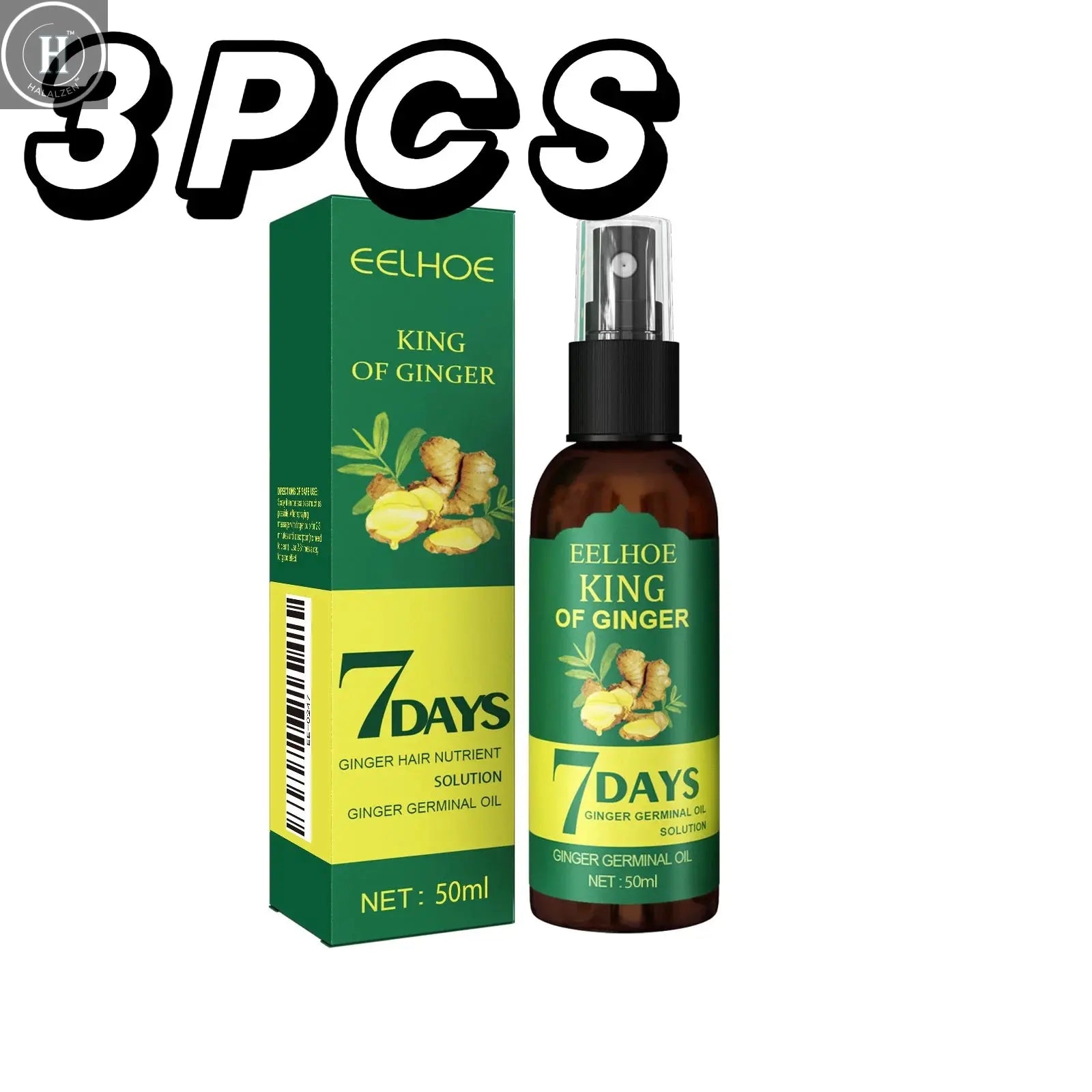 Ginger Oil Hair Booster Serum Spray Nourish Scalp Hair Follicles Refresh Control Oil Strengthen Hair Roots Nutrient Solution HALALZEN