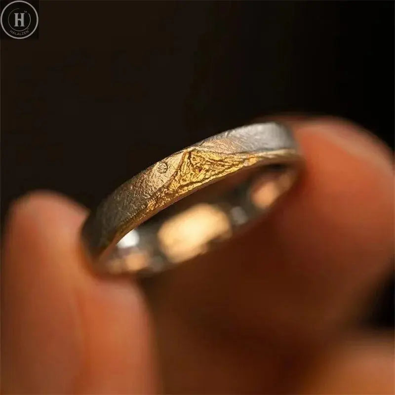 Men Ring 925 Sterling Silver Jewelry Adjustable Trendy Gold Mountain Design Ring Male Index Finger Accessories HALALZEN