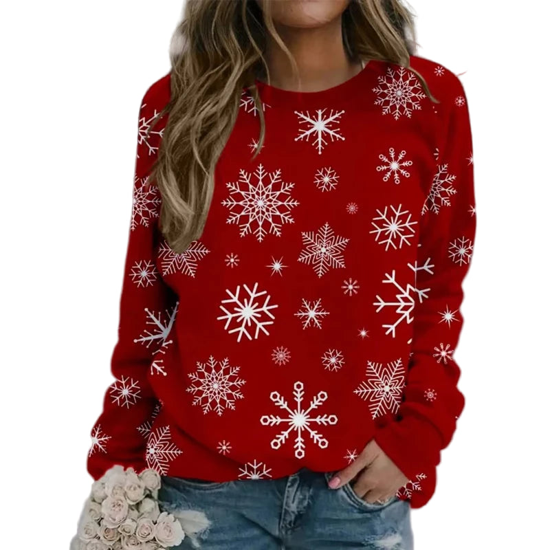 3D Print Women's Sweatshirts Christmas Snowman Sweatshirt Santa Claus Casual Crewneck Hoodie Y2k Street Fashion Pullover Tops