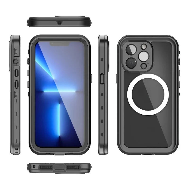 New High-quality Full Sealed Clear IP68 Waterproof Case for IPhone 16 15  Pro Max Shockproof Cover Screen Protector