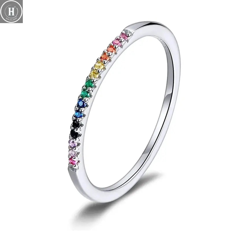 WOSTU European 925 Sterling Silver Simple Rings For Women Wedding Engagement Heart Rings With Zircon Original Female Jewelry HALALZEN