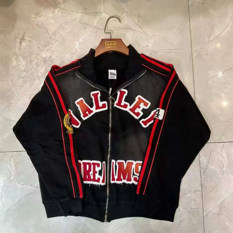 Black Washed VALLEY Zipper Jackets Men Women 1:1 Best Quality Oversized Vale Embroidered Logo Jackets