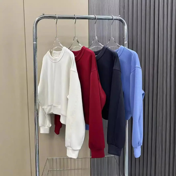 LuluSoftstreme Air Layer round Neck Loose Sweatshirt High Elasticity Sports Running Casual Spring Autumn Cotton Comfortable