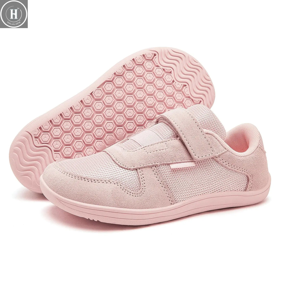 HOBIBEAR Wide Barefoot Shoes Boys Girls Artificial Leather Mesh Lightweight Breathable Sneakers Minimalist Zero Drop Shoes HALALZEN