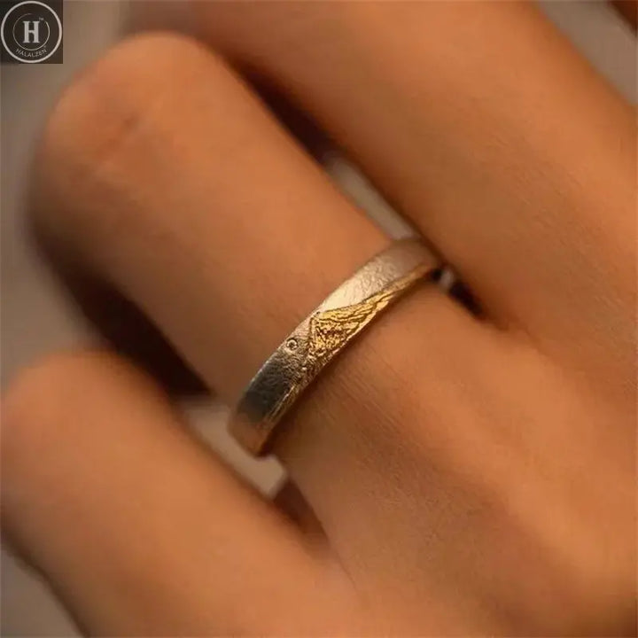 Men Ring 925 Sterling Silver Jewelry Adjustable Trendy Gold Mountain Design Ring Male Index Finger Accessories HALALZEN