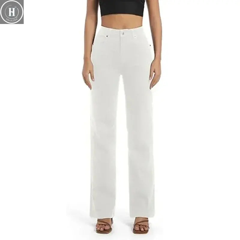 2025 Women Pink Beige Straight Leg Jeans Female Retro Solid High Waisted Denim Pants Girls Trendy Fashion Daily Cheap Trousers Halalzen UK