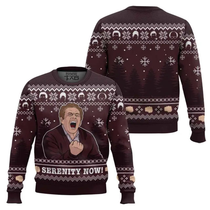 Serenity Now Seinfeld Ugly Christmas Sweater Funny Xmas Party Wear Novelty Holiday Pullover Plus Size Christmas Jumper Gifts