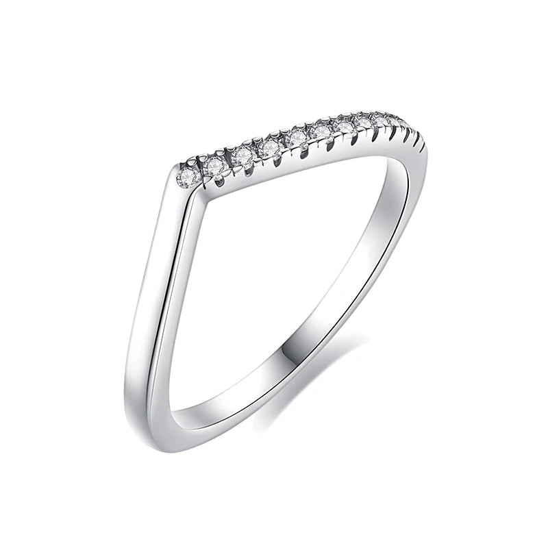 Original 925 Sterling Silver Ring Love Heart Wishbone Moon Sun Rings Crystal Rose Gold For Women Wedding Gift Luxury Jewelry