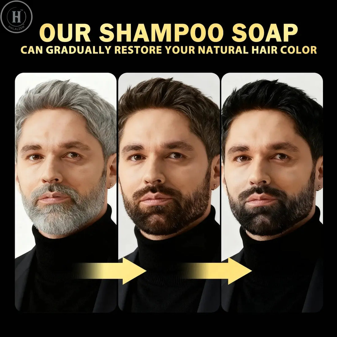 Natural Black Soap Man & Women White to Black Hair Soap Nourishing Shine Herbal Hair Growth Repair Gray White Color Dye Product HALALZEN